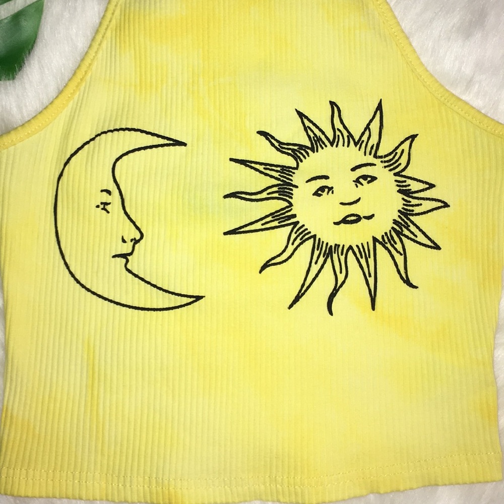 Sun and moon ribbed tie dye halter top - Picture 2 of 6